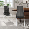 2/4 Pieces Faux Leather Dinner Chairs Metal Legs for Kitchen Living Dining Room