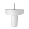 520mm Basin & Semi Pedestal 1 Tap Hole Modern Curved Bathroom Sink 1 Tap Hole