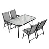150cm Rectangle Metal Garden Dining Table Glass Top w/Parasol Hole Outdoor Patio