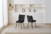Set of 2 Pcs Velvet Dining Chairs with Black Metal Legs Upholstered Accent