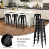 4Pcs Industrial Backless Bar Stools Bar Height Metal Stackable Stools w/Footrest
