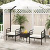 3 Pieces Rocking Bistro Set Outdoor Wicker Furniture Tempered Glass Coffee Table