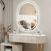 LED Bathroom Mirror 3 Color Lighted Dimmable Oval 60*80cm Makeup Mirror Anti-fog