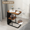 Small Sofa Side Table LED Light Coffee End Table Round Living Room with Storage