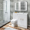White Bathroom Vanity Unit Sink Cabinet Right Hand Basin Storage with WC Toilet