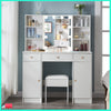 Dressing Table Set Vanity Makeup Desk with 3-Color LED Lighted Mirror Drawers
