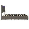 Double Bed Upholstered Storage Bed Frame With LED Light, 4 Drawers and Headboard