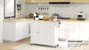 Rolling Kitchen Island with Drop Leaf, 3 Drawers and Spice Rack, White