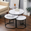 MODERN SET OF 3 MARBLE EFFECT NEST OF TABLE ROUND SIDE TABLE WITH METAL FRAME