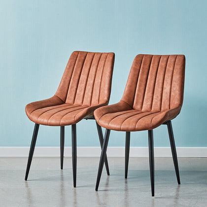 2pcs Luxury Home Office Chair Faux Leather Dining Chairs Set Upholstered Seat