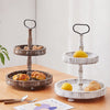 2-Tier Wooden Round Rectangle Tray Dessert Cupcake Display Rack Shelf Party Home