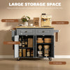 Rolling Kitchen Island Cart with Rubber Wood Top, Spices Grey