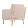 Beige Armchair with Rubber Wood Legs Upholstered Accent Chair Single Sofa Lounge