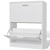 heybb White Wooden Shoe Cabinet with 2 Compartments,Wooden Shoe Cabinet, W8S8
