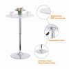 Round White MDF Top Silver Chromed Base Bar Table Pub Table Height Adjustable