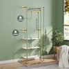 Large Industrial Pipe Clothes Rail Gold Garment Rack 3 Tier Wooden Shelf Closet