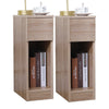 Slim Tall Bedside Table Cabinet with Drawer & Storage Space for Bedroom