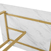 Dining Table Kitchen Dining Furniture with Marble Effect Tabletop & Metal Frame