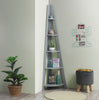 Grey Corner Bookcase Ladder Shelving Unit 5 Tier Storage Display Stand Bookshelf
