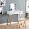 Dressing Table White LED Mirror With 2Drawers Stool Set Makeup Desk Vanity Table