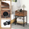 Industrial Bedside Table Accent End Table w/Charging Station-Coffee