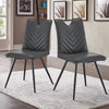 2Pcs Dining Chairs Velvet / Faux Leather Seat Metal Legs Dining room Chair