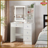 Modern Vanity Dressing Table with LED Light Mirror Storage Shelves & 4 Drawers