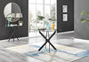 100cm Round Black & Clear Tempered Glass Industrial 4 Seater Dining Table