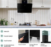 COMFEE' 60cm Angled Cooker Hood Tempered Glass Extractor w/ Touch Screen & LED