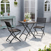 Square Garden Plastic Patio Dining Table & Folding Chairs Outdoor Furniture Set