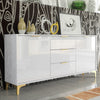 Luxury White High Gloss 140cm TV Unit I Stand Sideboard I Gold Finish Accents