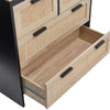 Rattan Wooden Chest of 4Drawers Storage Cabinet Kitchen Tableware Tidy Sideboard