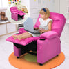 Larger Kids Recliner Chair Adjustable Velvet Fabric Lounge Sofa Recliner-Pink