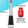 Pyramid Patio Heater, Gas 13kW Commercial Use, with Cover - Black