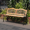 Cast Iron Outdoor Bench Garden 3 Seater Furniture Wood Park Seat Patio Armrest