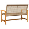Garden Bench Outdoor Chair Beige Poly Rattan and Acacia Wood