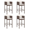 5 Piece Garden Bar Set with Cushions Brown Poly Rattan vidaXL