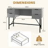COSTWAY 120cm Home Office Desk Computer Desk w/4 Drawers & Storage-Grey