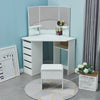 Corner Dressing Table Stool Vanity Set White Makeup Dresser Mirror 5 Drawers NEW