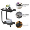 Rolling C-shaped Laptop Side Table Bedside Table Sofa Couch Table W/ 4 Wheels