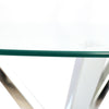 Round Clear Glass Dining Table with X-shaped Chrome Leg Cafe Bistro Coffee Table