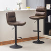 Set of 2 Brown Bar Stools Breakfast Stools With Foot Rest Swivel Gas Lift Modern