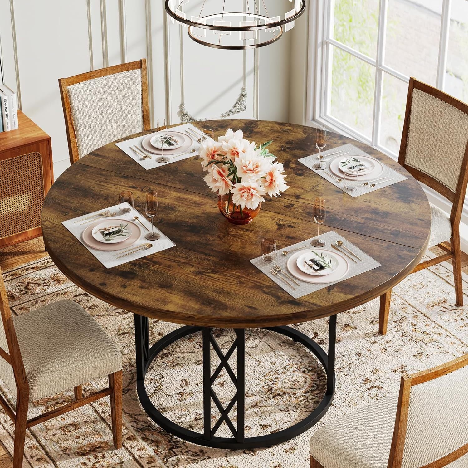 Diners Table Only Tribesigns Round Dining Table for 4-6 People, 120 CM Kitchen Table, ON ...