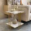 Luxury Marble Coffee Table Side Table Golden Pole Legs Support Desk Nightstand