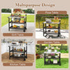 Outdoor Grill Cart Pizza Oven Stand with Flip-up Table & Trash Bag Holder