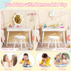 Kids Vanity Set Makeup Dressing Table Set w/Adjustable Brightness-White
