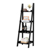 4 Tier Ladder Shelf Storage Shelving Unit Wooden Bookcase Plant Display Black