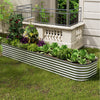 Galvanised Raised Garden Bed Metal Planter Box w/Open Bottom, Grey/Green/Sliver