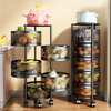 6 Tier Kitchen Rotating Vegetable Mobile Shelf Rack Storage Trolley Cart Utility