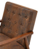 Solid Wooden Frame Distressed Tan Leather Upholstered Armchair Accent Chair